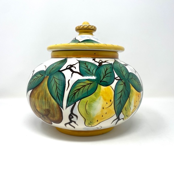 Bella Casa by Ganz Hand Painted Italian Pottery Signed by Valerio Biscotti Jar - Picture 4 of 8